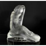 A Lalique frosted glass paperweight figure 'Theano', in the form of a expressive mermaid, signed