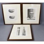 Three 19th century etchings of York Minster studies, numbered plates, depicting corbels and other