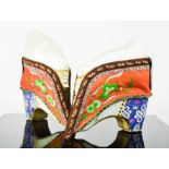 A pair of Chinese bound feet shoes or 'lotus shoes', late Qing Dynasty, circa 1900, hand embroidered