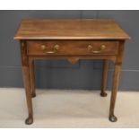 A 19th century style mahogany lowboy with single drawer, raised on pad feet, 73cm by 78cm by 46cm.