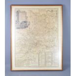 A 19th century map of the County of Huntingdon, by Eman Brown, 70 by 52cm framed and glazed.