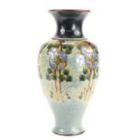 Eliza Simmance for Royal Doulton: A large baluster form vase, blue ground with stylised floral