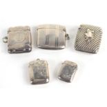 A group of five Edwardian and later silver vesta cases, of various styles and sizes, all hallmarked,