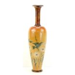A 19th century Doulton Lambeth vase circa 1892, by Florence Barlow, incised and painted with birds