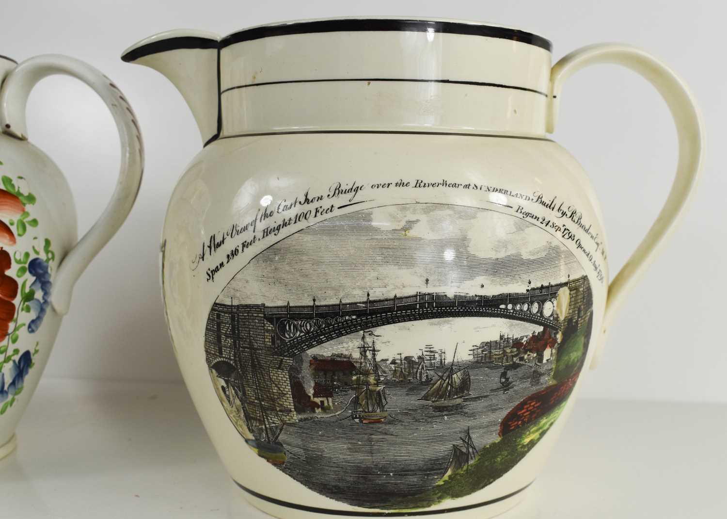 A 19th century Sunderland water jug, signed Phillips & Co, with a Lords Statement decorated with - Image 4 of 4