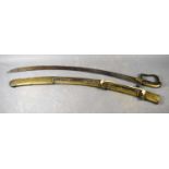 An 18th century 1796 pattern cavalry officers sword, single bar hand guard with leather grip, with