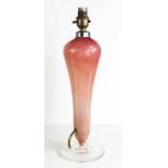 A mid century pink Murano glass lamp base, 45cm high.