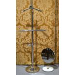 A chrome gentleman's vanity or suit stand, of Art Deco style, with jacket hanger over rail and