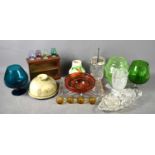 A group of ceramics and glass ware to include two brandy balloon glasses, Nemadji pottery vase.