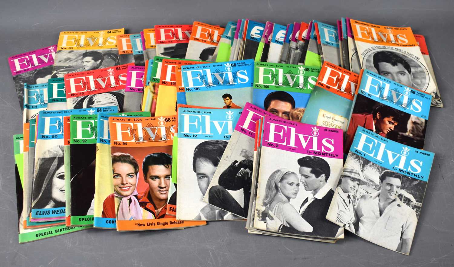 A group of vintage Elvis magazine booklets.