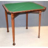 A late 19th or early 20th century card table, the marquetry top depicting bird amongst foliage,