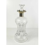 A Victorian silver and glass Glug Glug decanter, circa 1900, with the original stopper, 25cm highThe