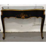 A serpentine fronted pier table in the Sheraton Chinoiserie style with japanned decoration