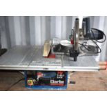 A Clarke 10" table saw together with a mitre saw.