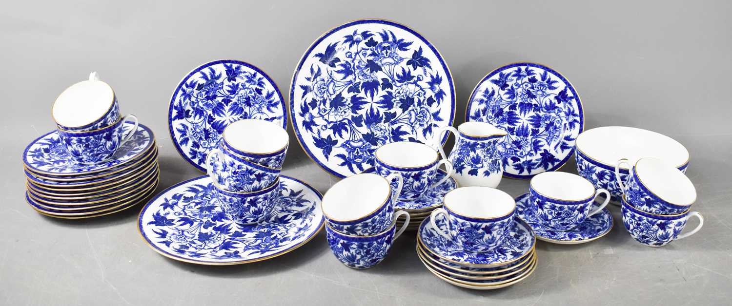 A Wedgwood Etruria pattern blue and white part tea service, comprising cups and saucers, cake