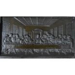 A cast iron bronzed plaque depicting Leonardo Da Vinci's Last Supper, cast in relief and measures 67