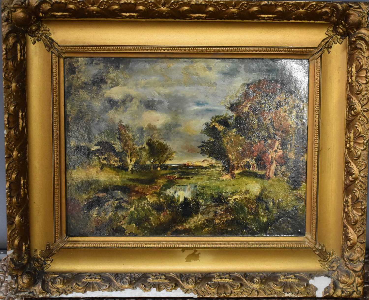 A 19th century Impressionist style oil on board, depicting cattle grazing beside a stream, unsigned,