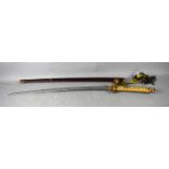 A WWII period Japanese officers Shin Gunto sword with rayskin tsuka wrapped with cord binding,
