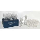 A collection of 19th and 20th century cut glasswares, comprising a set of three and two sets of
