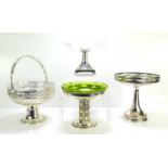 A selection of WMF to comprising a pedestal centre piece fruit basket with cut glass liner and