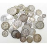 A group of Victorian and later silver coins, to include half crowns, florins, sixpence and others,