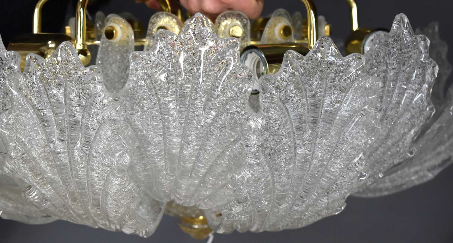 An ornate frosted glass ceiling light, likely Murano of tiered acanthus leaf form, 61cm diameter. - Image 2 of 3