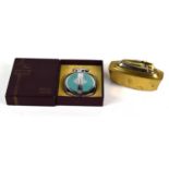 A vintage Ronson "Literpact" fauxt Tortoiseshell and enamel lady's compact and cigarette lighter, in