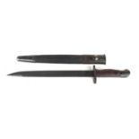 An Indian WWII dated No1 MkII bayonet and scabbard for use with the Lee Enfield 303 rifle, the
