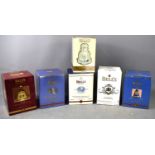 Six Bells commemorative whiskey decanters, comprising 1996 Christmas aged 8 years, Queen Mother