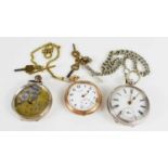 A Thomas Russell & Son of Liverpool silver pocket watch and silver plated chain, with two keys,