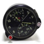 A vintage Soviet aircraft cockpit stopwatch and clock, 27 volts. luminous hands and numbers, two