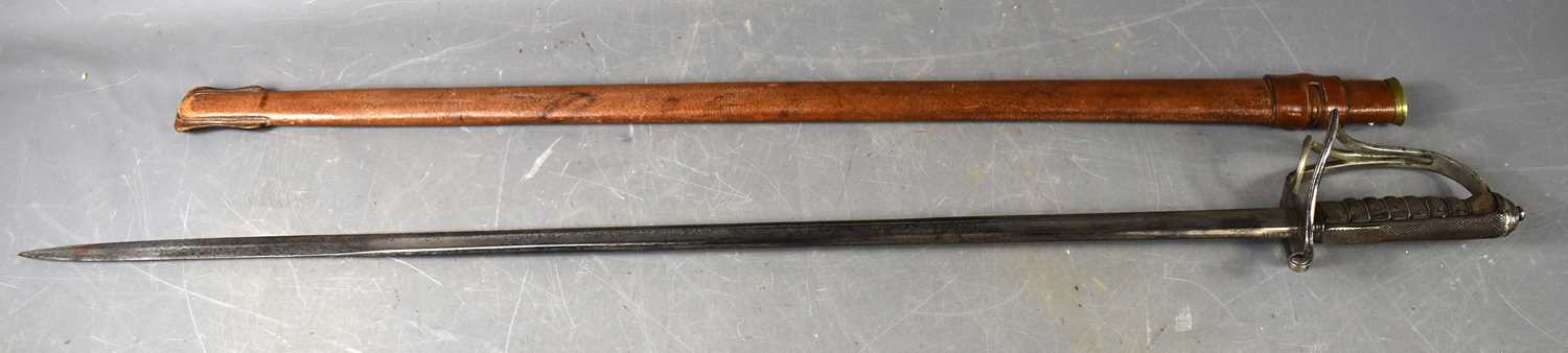 An early 20th century Royal Artillery officer's sword, pattern 1821, 87cm single edge blade etched