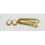 A 9ct gold ropetwist necklace, 4.65g, together with a pair of 9ct gold hoop form earrings, 1.14g.