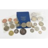 A group of coins to include an 1887 Silver Queen Victoria Jubilee head crown, a silver Victoria