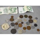 A quantity of GB and worldwide coinage to include silver USA half dollars, 1799 copper farthing,
