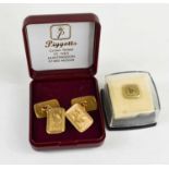 A pair of 9ct gold chain link rectangular cufflinks, monogram engraved, each approximately 15 by