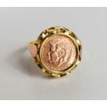 A 14ct gold ring set with a gold John F Kennedy 1961 to 1963 coin, size M, 2.78g.