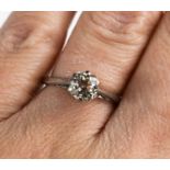 A diamond and platinum solitaire ring, the rose cut stone of just over 1ct, approximately 6.15 by