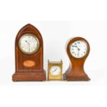 A Pearson Douglas of Keswick mahogany mantle clock with arabic dial, together with an Edwardian