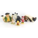 A group of animal and other ceramic figures to include a Tony Wood "William Wab" character jug, a