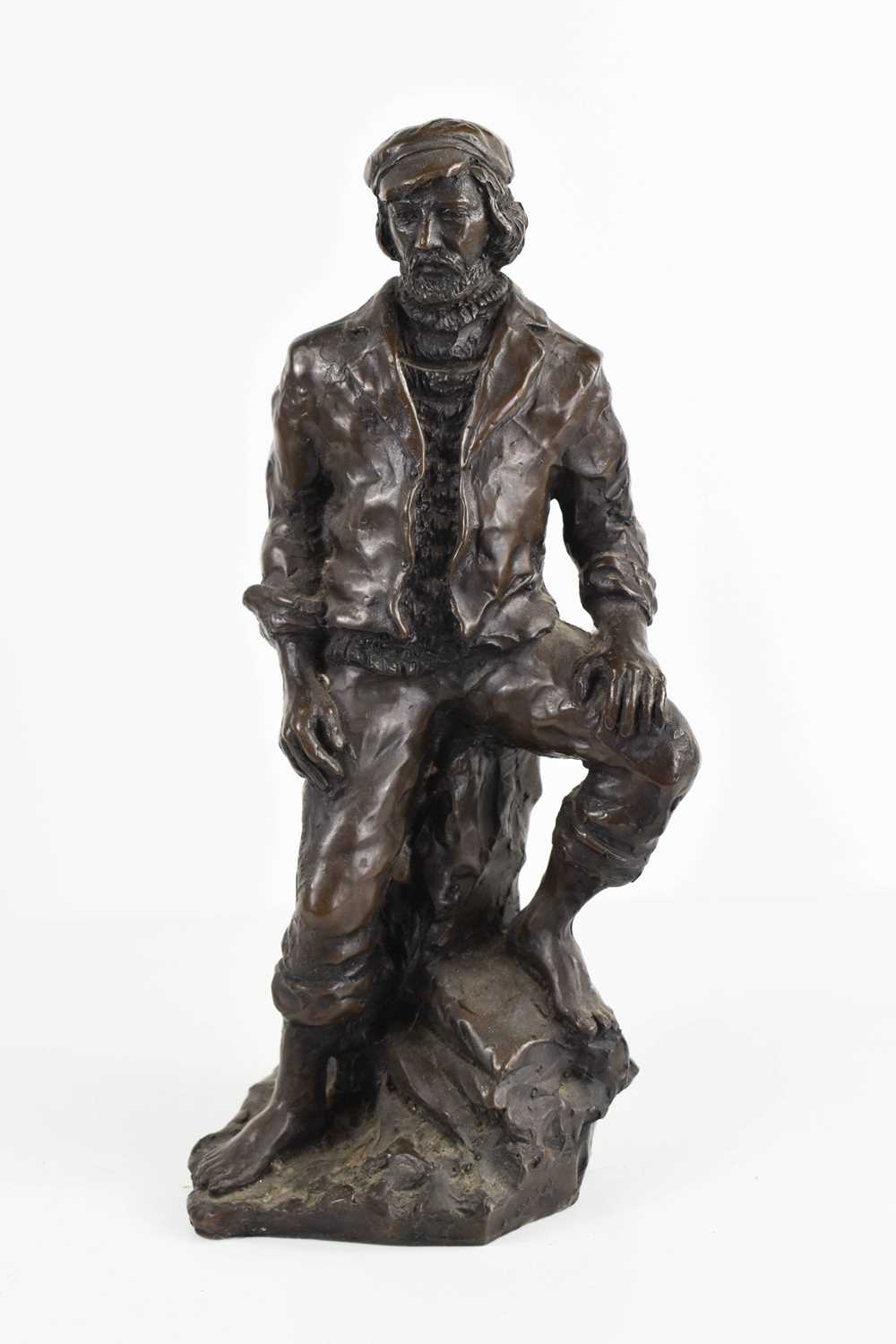 A Letts resin figure of a fisherman, signed to the back, 30cm high.