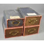 A group of four vintage Stone's Patent Drawer Boxes comprising one size 163, 81/4 by 51/4 by 21/2