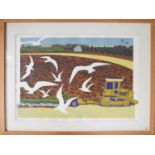 Carry Ackroyd (British Contemporary b.1953): Ploughing, number 1/9m colour lithograph, titled in