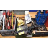 A group of hand and power tools to include sanders, spanners, hammers, bolt cutters, axe and other