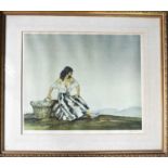 After William Russell Flint (1880-1969): print of a seated woman, blind stamp and signed in pencil