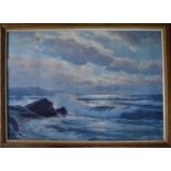 Carl Kenzler (German 1872-1947): seascape, oil on canvas, signed bottom right, 60 by 85cm, framed