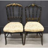 Two similar Louis Phillippe style bedroom chairs, circa 1890, with gilded highlights to the
