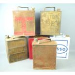 A group of vintage fuel cans to include Pratts, National Benzole Ltd, Shell Aviation Spirit, BP