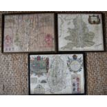 Three map engravings comprising a Speede of Nottingham, 37 by 50cm, another of Rutland and a