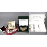 A Rotary ladies wristwatch and bracelet set, boxed, together with a silver handmade bangle, in